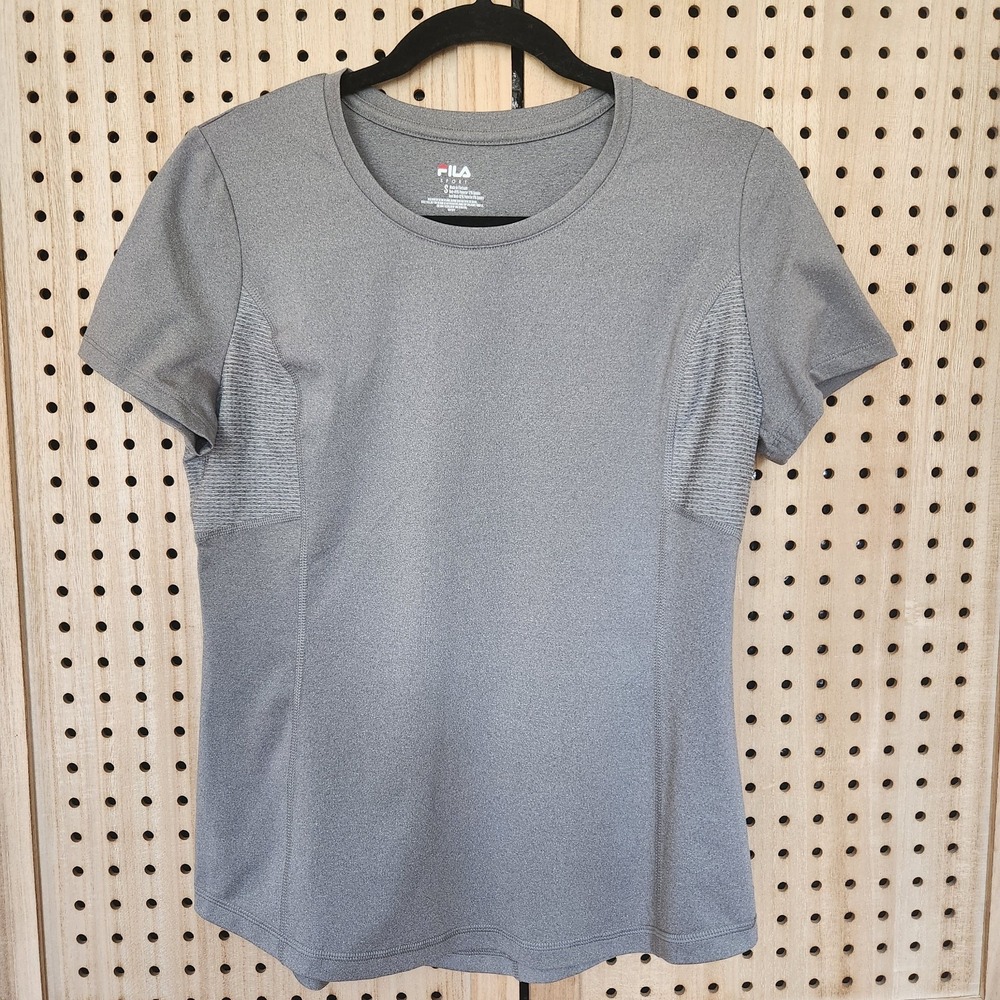 Fila‎ Sport Shirt Womens S Gray Workout Gym Short Sleeve T-Shirt Breathable